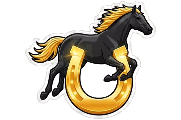 PMU — Emblème cheval au galop et fer à cheval